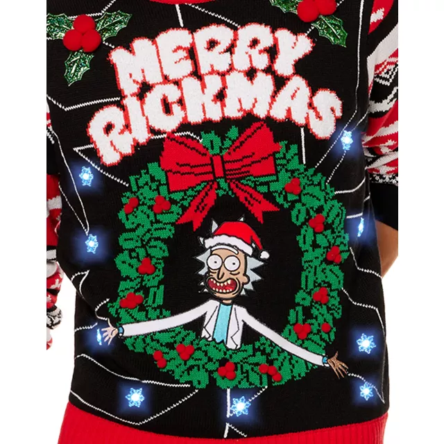 Light Up Merry Rickmas Christmas Sweater Rick and Morty Spencer s