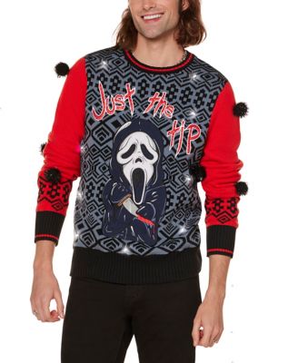 Light-Up Just the Tip Ghost Face Christmas Sweater 