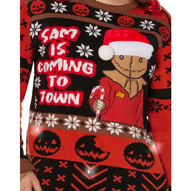 Light-Up Sam is Coming to Town Christmas Sweater - Trick 'r Treat at Spencer's