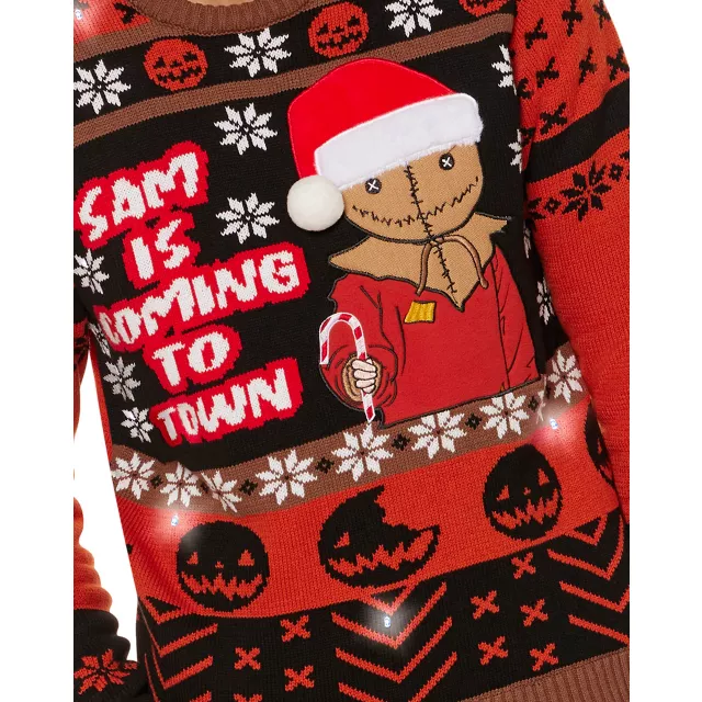 Light-Up Sam is Coming to Town Christmas Sweater - Trick 'r Treat at Spencer's