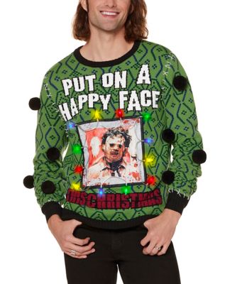 Light-Up Happy Face Leatherface Christmas Sweater - Texas Chainsaw Massacre