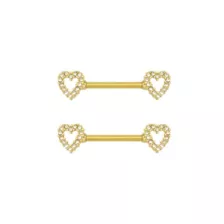 Goldtone Heart Nipple Barbells - 14 Gauge at Spencer's