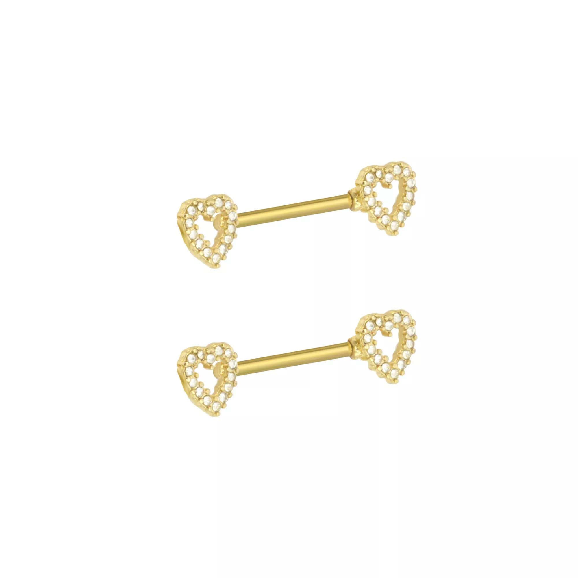 Goldtone Heart Nipple Barbells - 14 Gauge at Spencer's