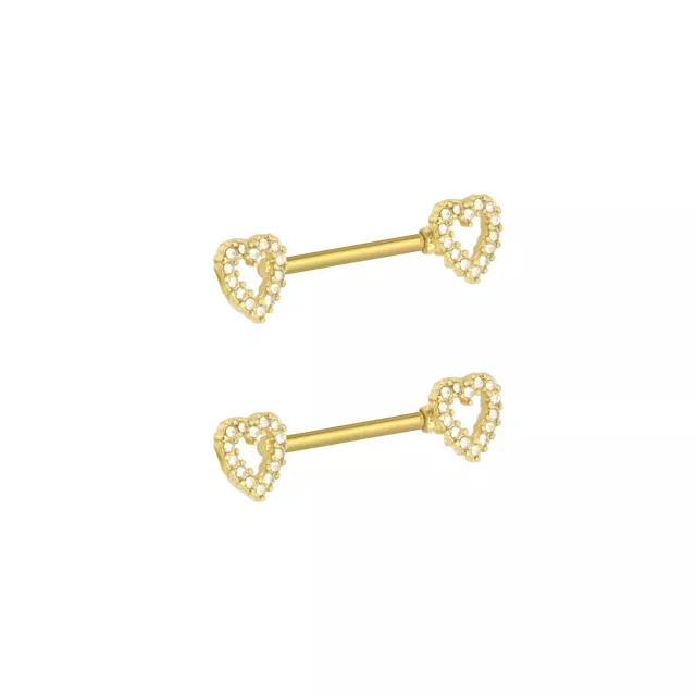 Goldtone Heart Nipple Barbells - 14 Gauge at Spencer's