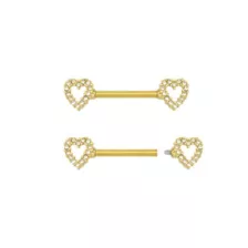 Goldtone Heart Nipple Barbells - 14 Gauge at Spencer's