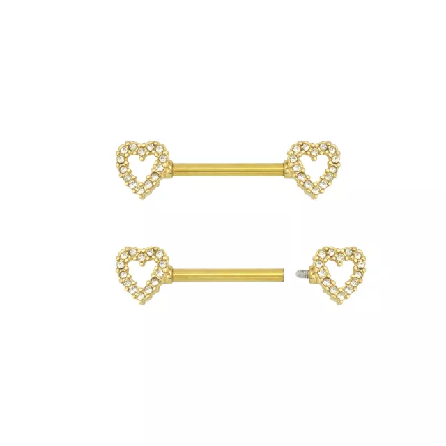 Goldtone Heart Nipple Barbells - 14 Gauge at Spencer's