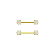 Goldtone Opal Nipple Barbells - 14 Gauge at Spencer's