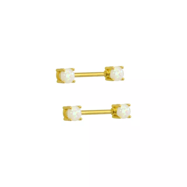 Goldtone Opal Nipple Barbells - 14 Gauge at Spencer's