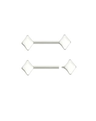 Silvertone Diamond Shape Nipple Barbells - 14 Gauge