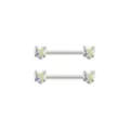 CZ Heart Nipple Barbells - 14 Gauge at Spencer's