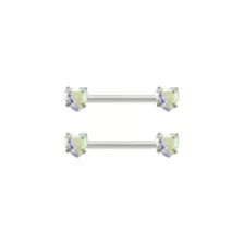 CZ Heart Nipple Barbells - 14 Gauge at Spencer's