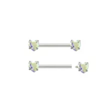 CZ Heart Nipple Barbells - 14 Gauge at Spencer's