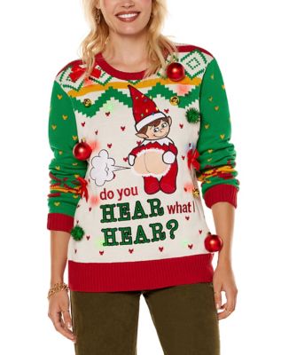 Light-Up Do You Hear What I Hear Elf Christmas Sweater