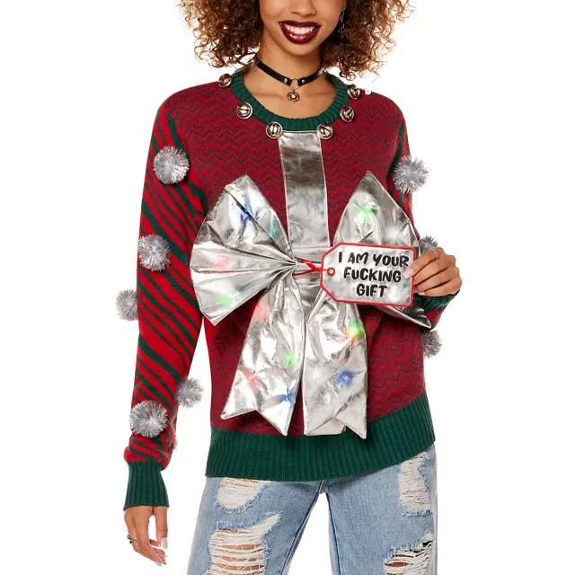 Light Up I Am Your Gift Christmas Sweater Spencer s