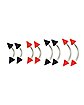 Multi-Pack Red and Black Spike Curved Barbells 4 Pair - 16 Gauge