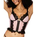 Pink and Black Lace Frill Cropped Corset at Spencer's
