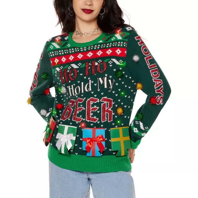 Light Up Ho Ho Hold My Beer Christmas Sweater Spencer s