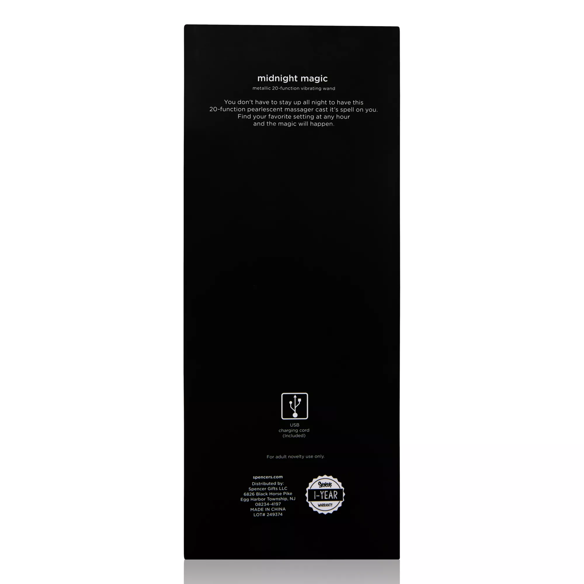 Midnight Magic 20-Function Vibrating Rechargeable Wand Massager - Hott Love Extreme at Spencer's