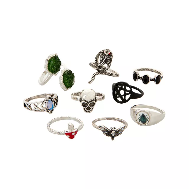 Multi-Pack Witchy Rings - 9 Pack at Spencer's