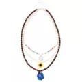 3 Row Peace Sign and Sunflower Beaded and Chain Necklace at Spencer's