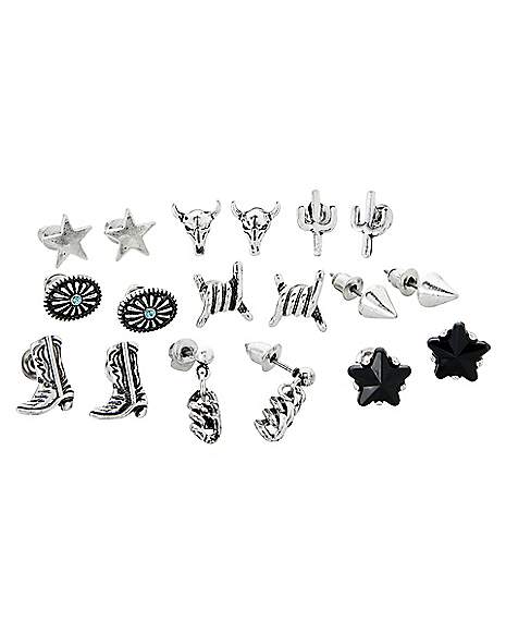 Multi-Pack Cowboycore Assorted Earrings - 9 Pack - Spencer's