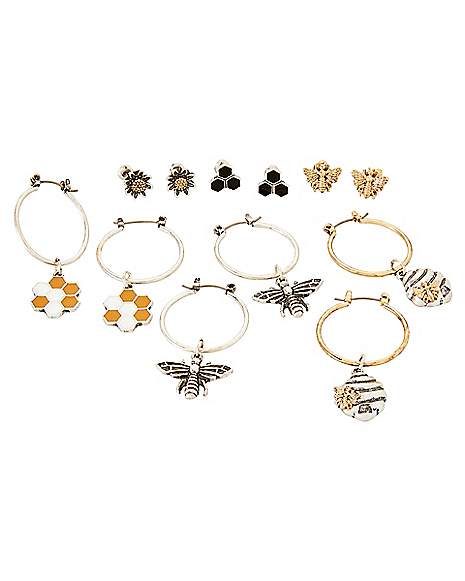 Multi-Pack Bee and Honeycomb Earrings - 6 Pack - Spencer's