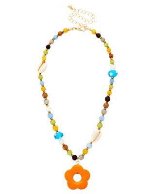 Mushroom and Flower Colorful Beaded Choker Necklace
