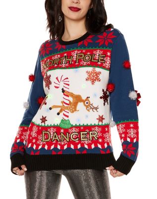 Light-Up North Pole Dancer Christmas Sweater