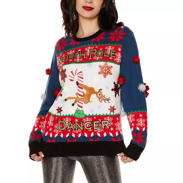 Light-Up North Pole Dancer Christmas Sweater at Spencer's