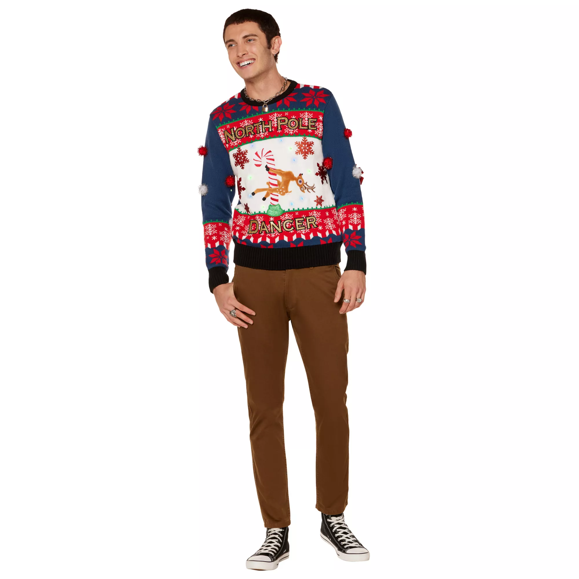 Light-Up North Pole Dancer Christmas Sweater