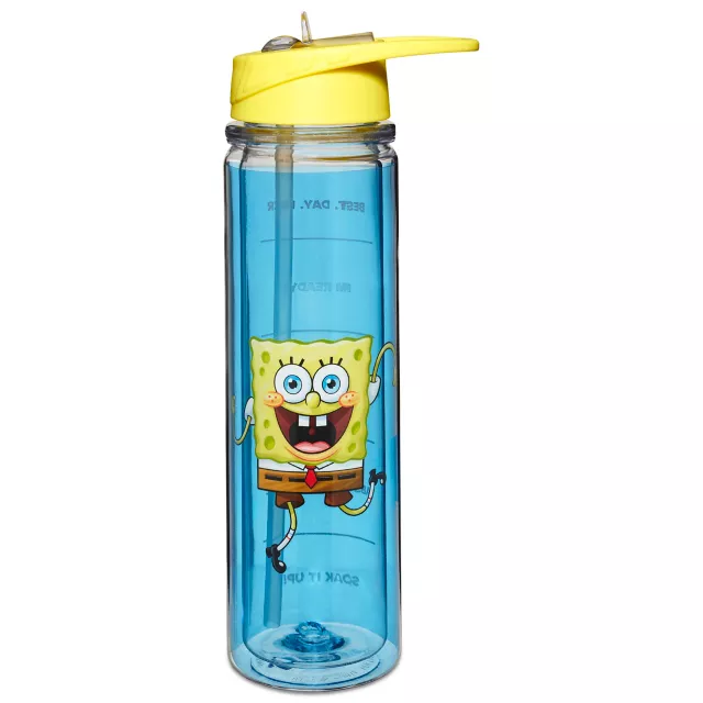 Dancing SpongeBob SquarePants Water Bottle with Straw - 22 oz. at Spencer's