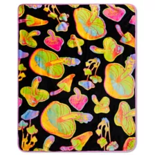 Eat Me Mushrooms Reversible Fleece Blanket at Spencer's