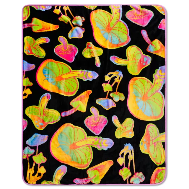 Eat Me Mushrooms Reversible Fleece Blanket at Spencer's