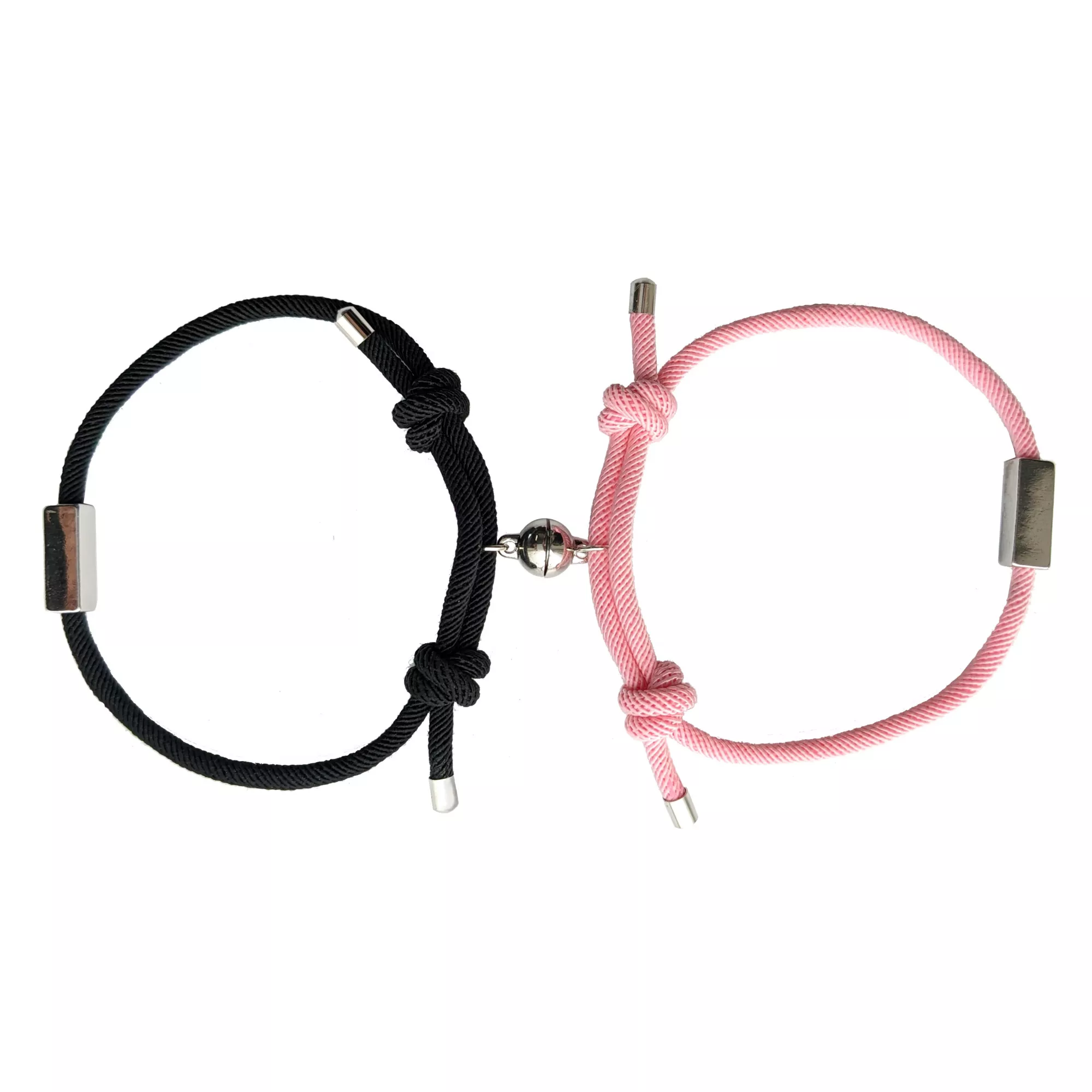 Pink and Black Cord Long Distance Bracelets - 2 Pack at Spencer's