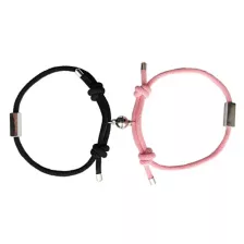Multi-Pack Pink and Black Cord Long Distance Bracelets - 2 Pack at Spencer's