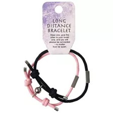 Multi-Pack Pink and Black Cord Long Distance Bracelets - 2 Pack at Spencer's