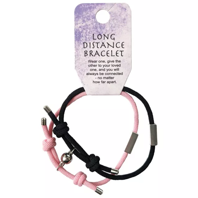 Multi-Pack Pink and Black Cord Long Distance Bracelets - 2 Pack at Spencer's