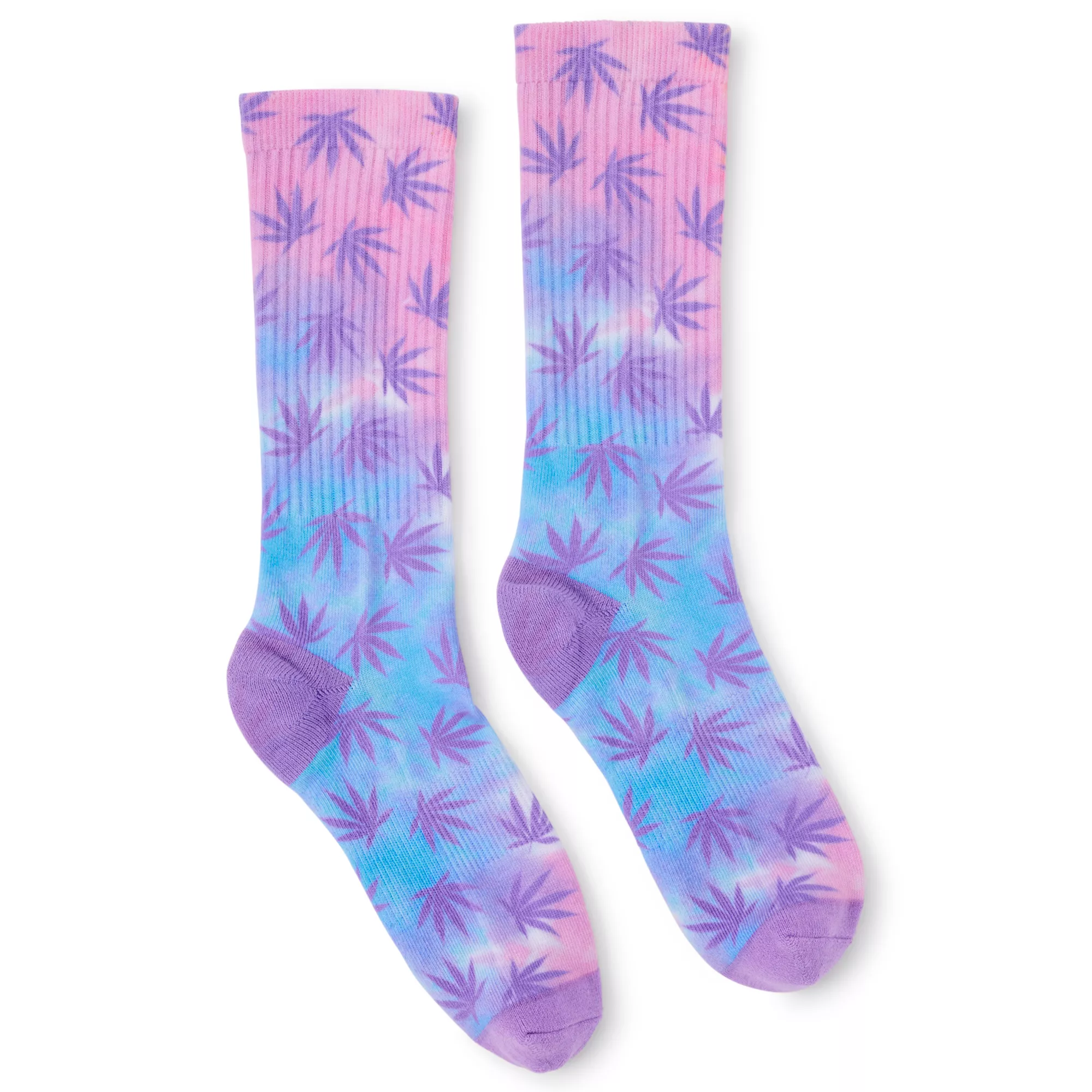 Tie Dye Pastel Weed Leaf Crew Socks at Spencer's