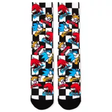 Sonic and Friends Checkered Crew Socks - Sonic the Hedgehog at Spencer's