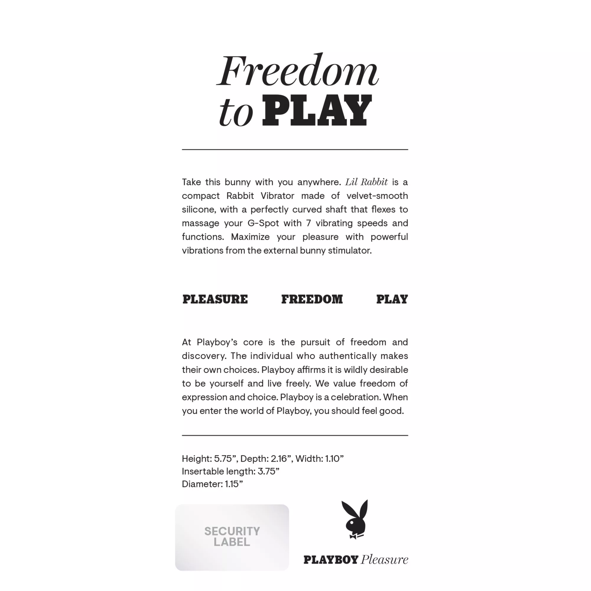 Playboy Pleasure Rechargeable Waterproof Lil Rabbit Rabbit Vibrator - 5.8 Inch at Spencer's