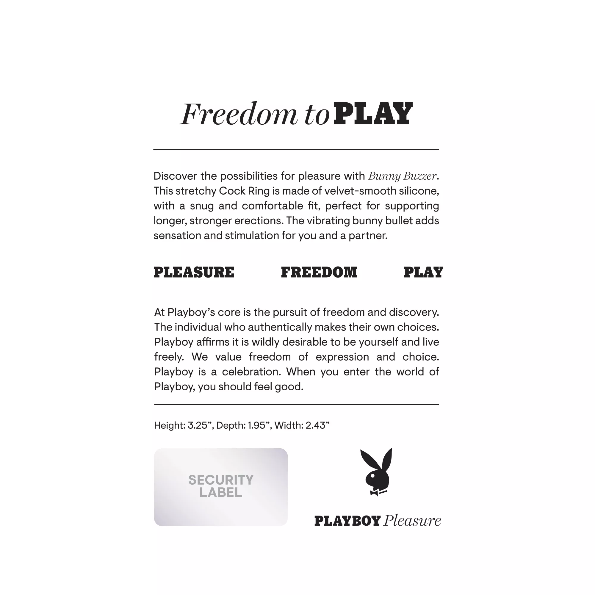 Playboy Pleasure Bunny Buzzer Rechargeable Waterproof Cock Ring at Spencer's