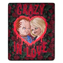 Chucky and Tiffany Crazy in Love Fleece Blanket at Spencer's