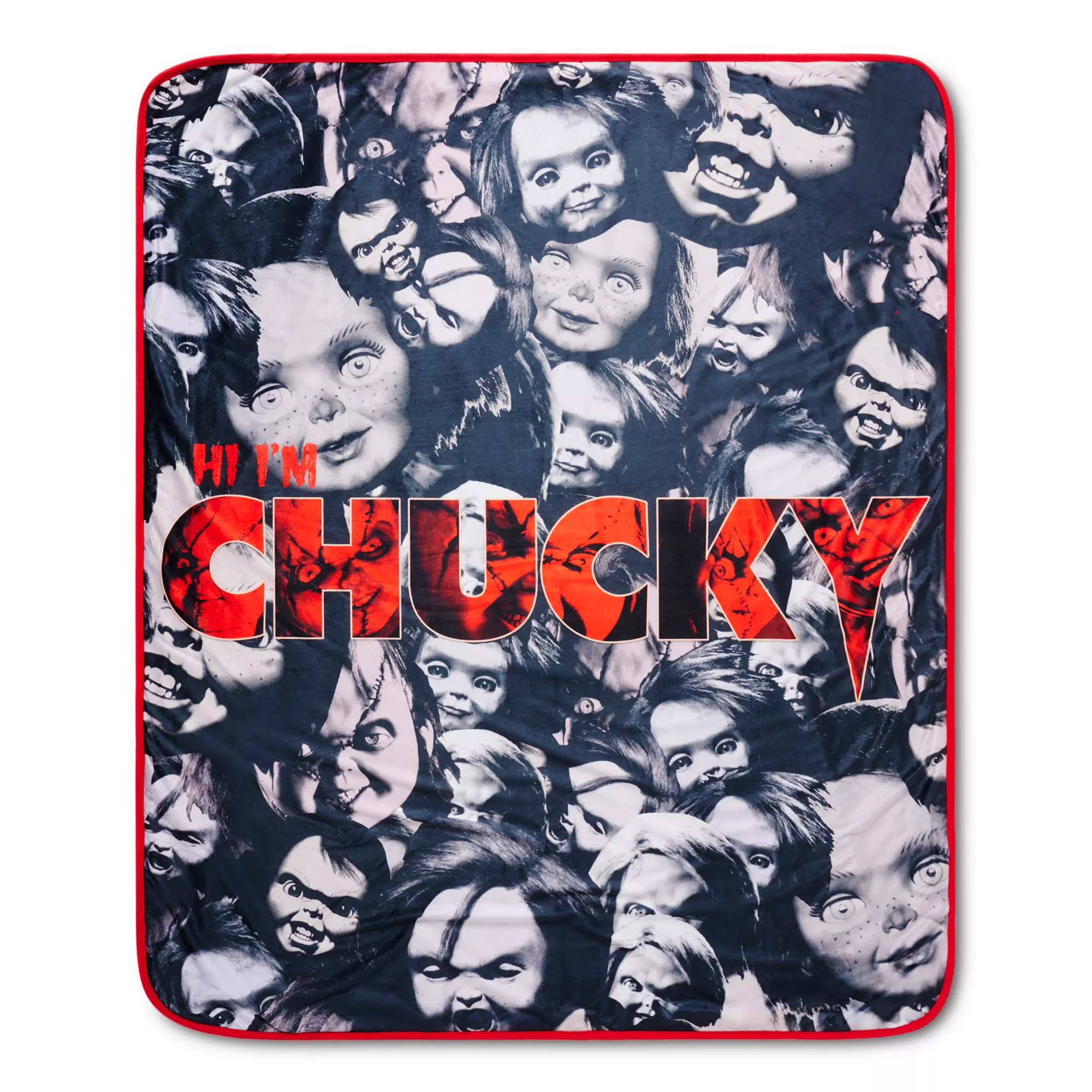 Chucky Face Pattern Fleece Blanket at Spencer's