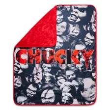 Chucky Face Pattern Fleece Blanket at Spencer's
