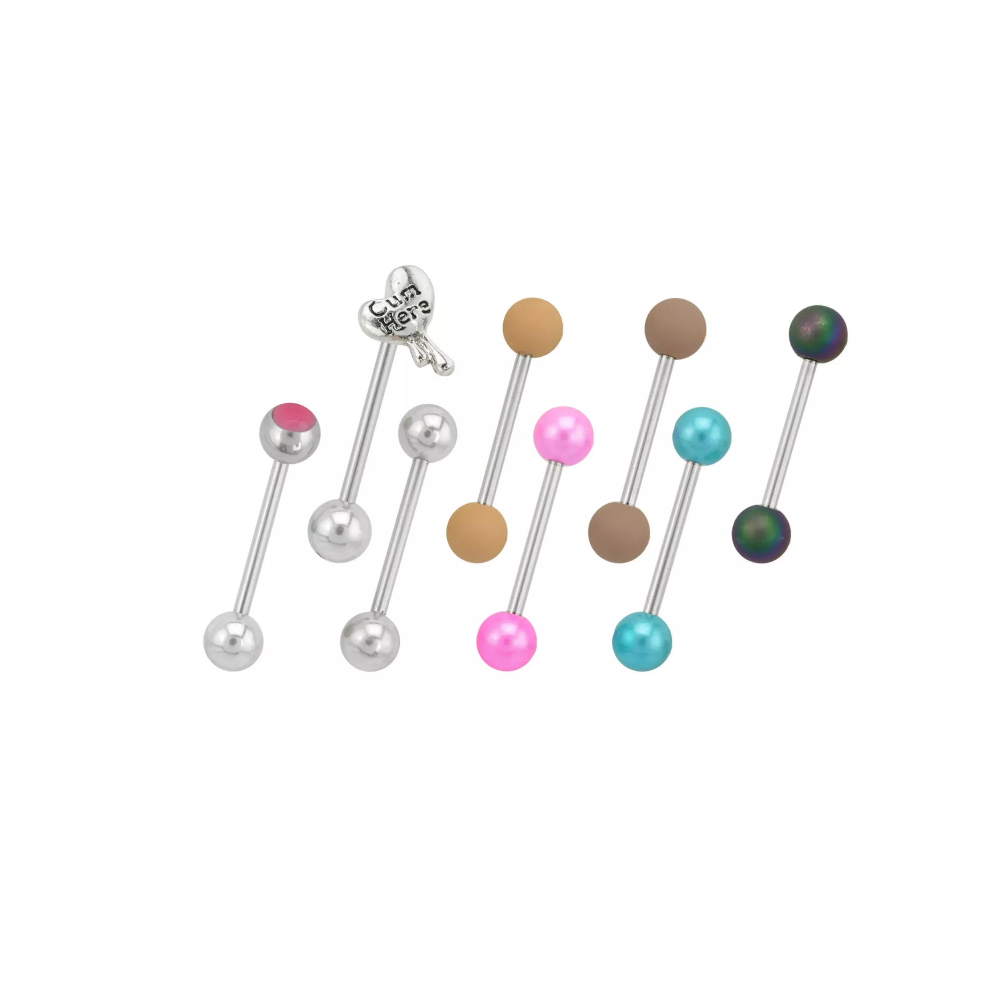 Multi-Pack Cum Here Heart and Multi-Color Barbells 8 Pack - 14 Gauge at Spencer's