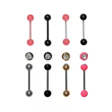 Multi-Pack Round CZ Black and Pink Barbells 8 Pack - 14 Gauge at Spencer's