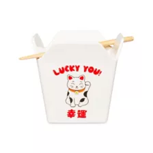 Lucky You Kitty Takeout Bowl with Chopsticks - 14 oz. at Spencer's