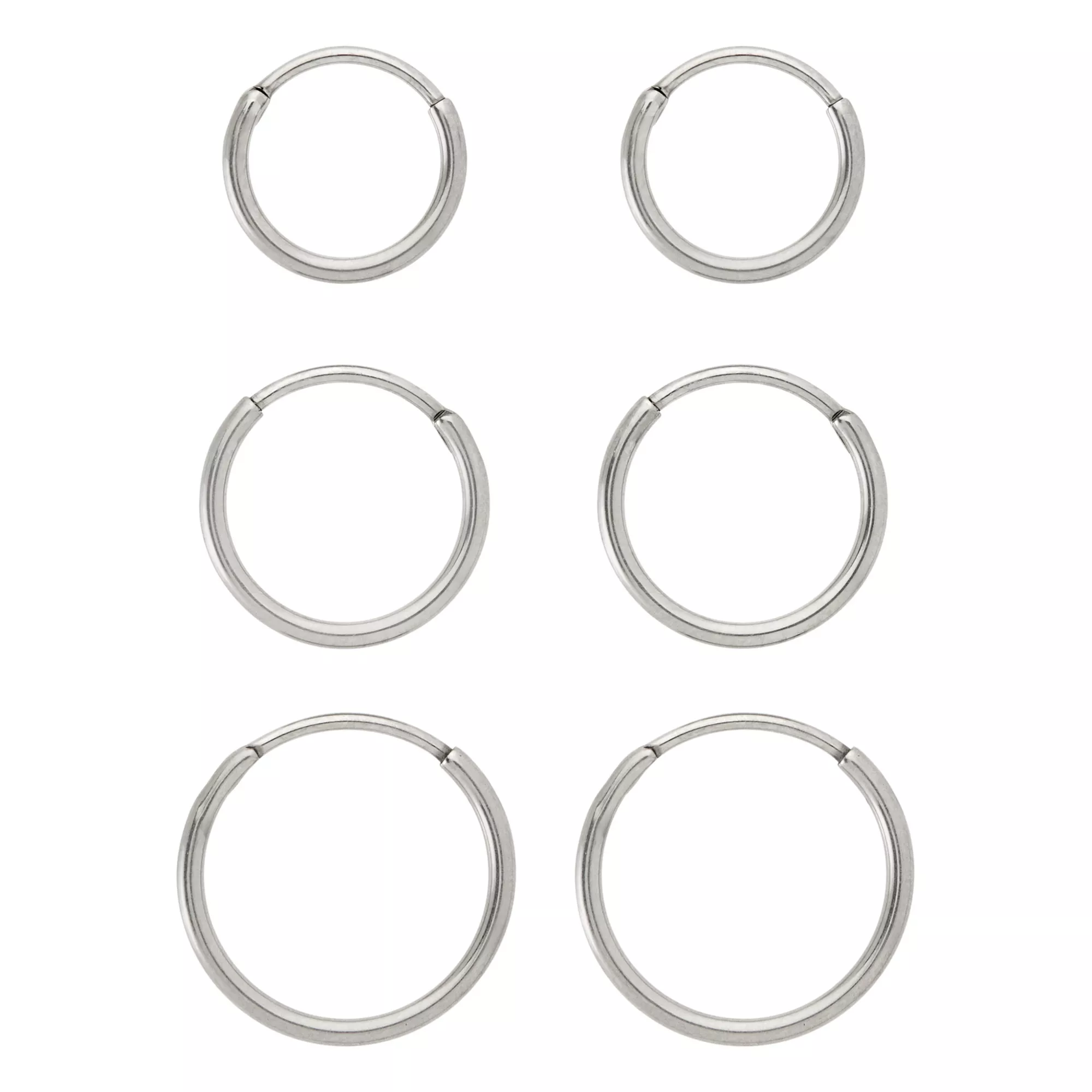 Multi-Pack Silvertone Titanium Hoop Earrings 3 Pair - 20 Gauge at Spencer's