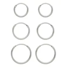 Multi-Pack Silvertone Titanium Hoop Earrings 3 Pair - 20 Gauge at Spencer's