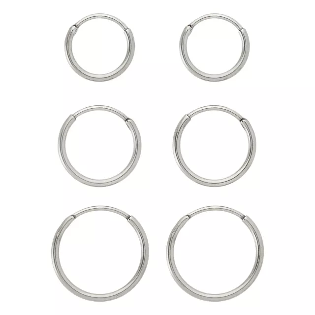 Multi-Pack Silvertone Titanium Hoop Earrings 3 Pair - 20 Gauge at Spencer's